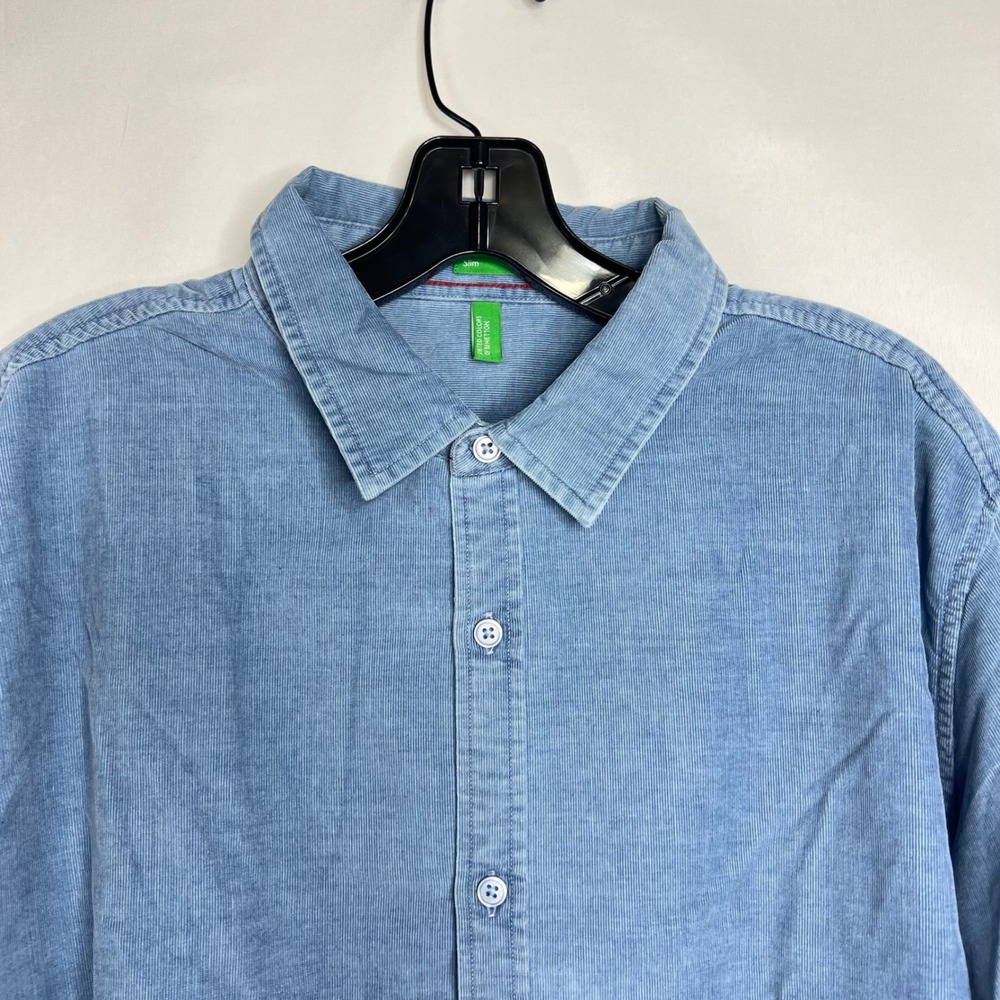 United Colors of Benetton Blue Corduroy Shirt‎ Mens EL Slim Fit Long Sleeve